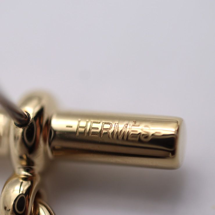 Hermes Chaine D'ancre PM Earrings - Metal Buffalo Horn Gold Brown Earrings