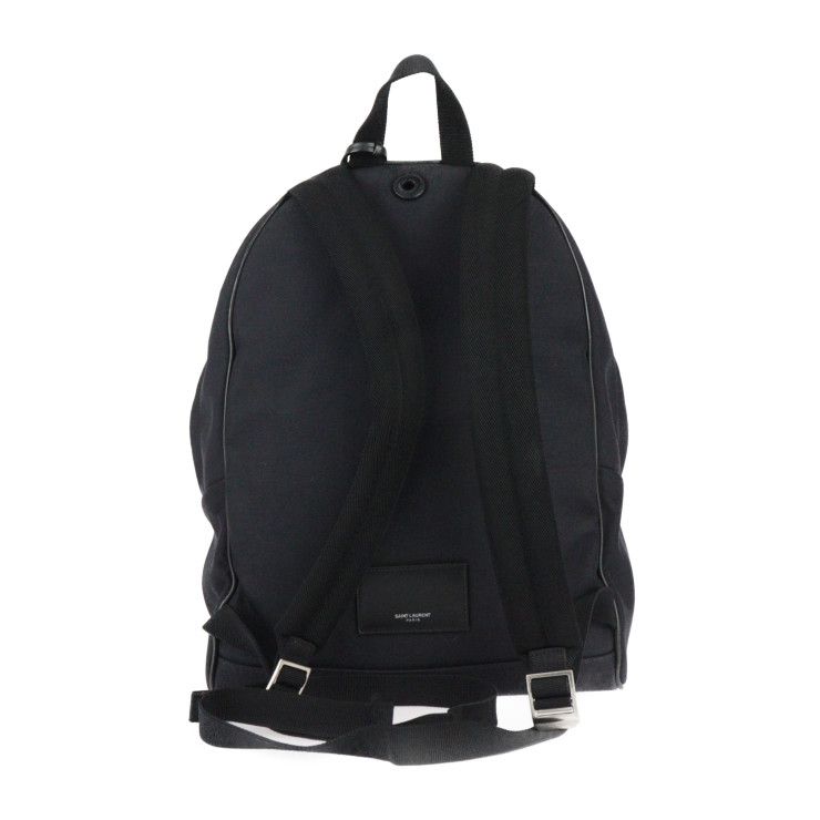 Saint Laurent Paris Backpack Daypack 465448 Canvas Leather Black Silver