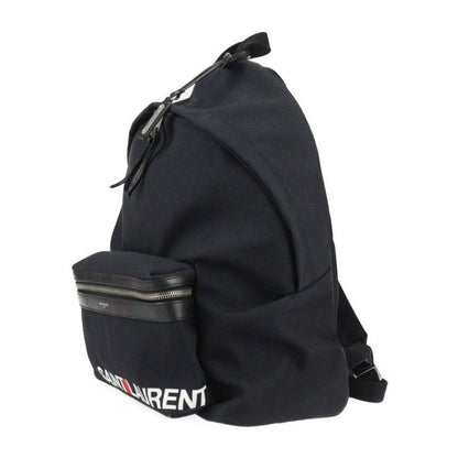 Saint Laurent Paris Backpack Daypack 465448 Canvas Leather Black Silver