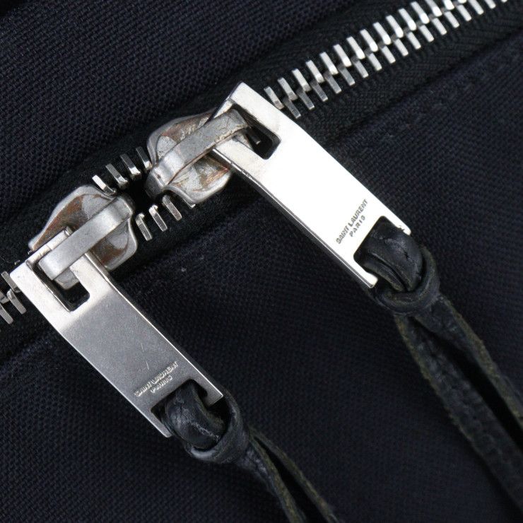 Saint Laurent Paris Backpack Daypack 465448 Canvas Leather Black Silver