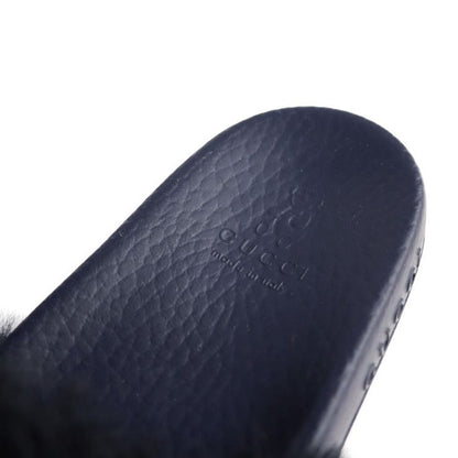 Unused Exhibit Gucci Horsebit Sandals 526176 #29 Rubber Faux Fur Tricolor Gold