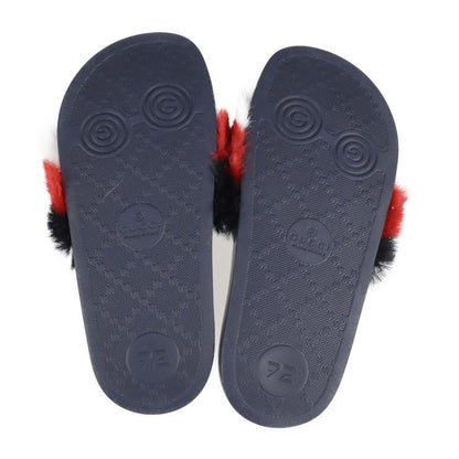 Unused Exhibit Gucci Horsebit Sandals 526176 #29 Rubber Faux Fur Tricolor Gold