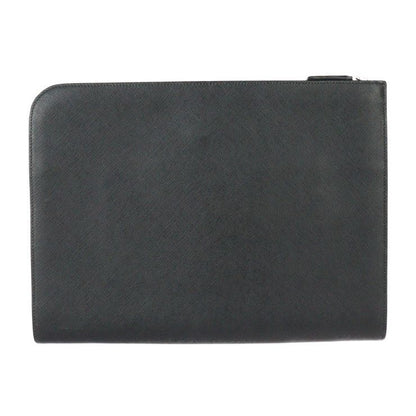 Prada Document Case Second Bag 2vn003 Leather Black Blue Silver Hardware