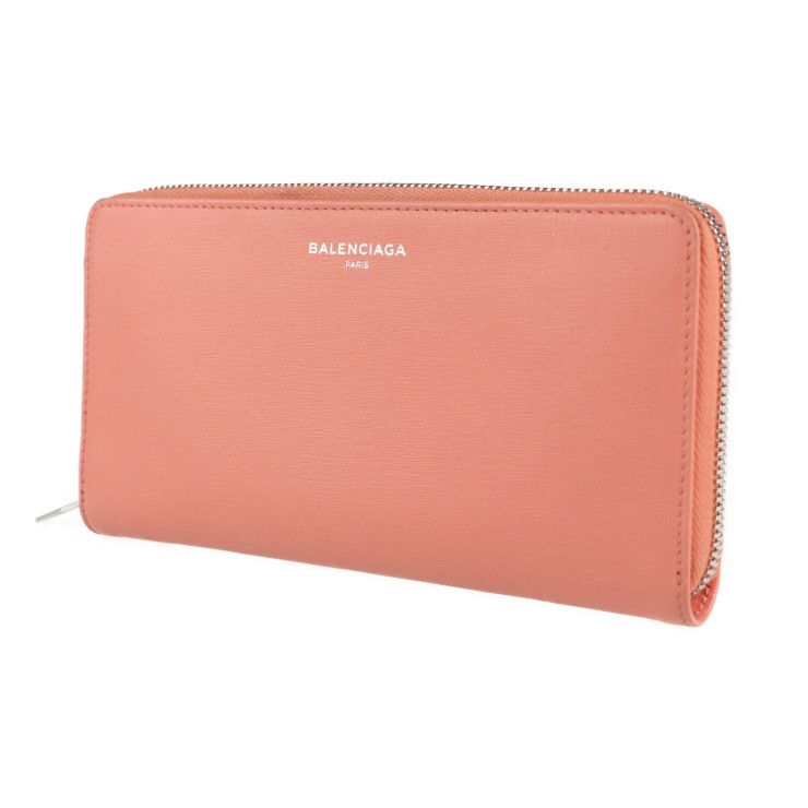 Balenciaga Essential Long Wallet 519641 Leather Salmon Pink Tone Silver