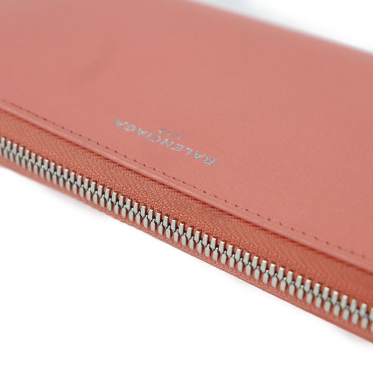 Balenciaga Essential Long Wallet 519641 Leather Salmon Pink Tone Silver