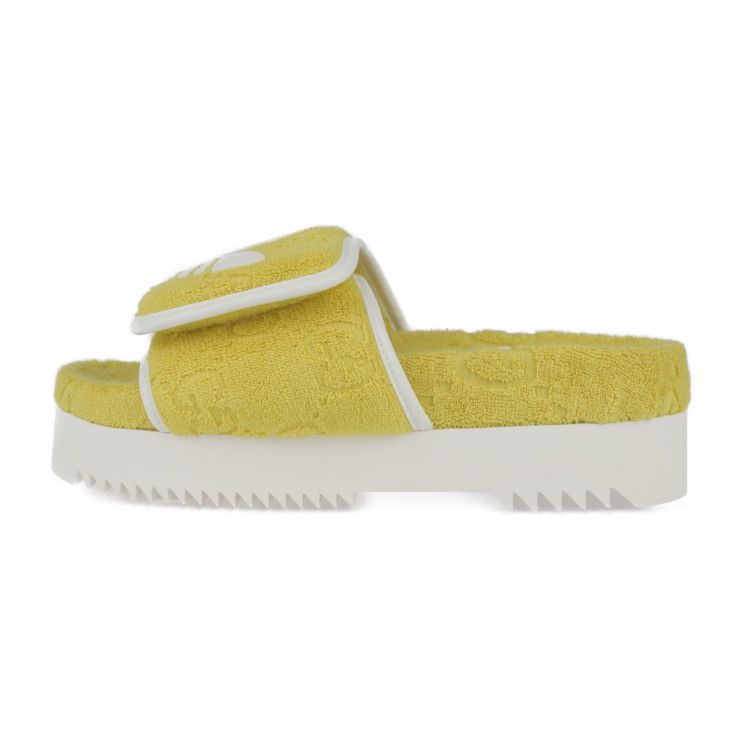 Gucci Platform Sandals 702412 Cotton Leather Rubber Yellow Adidas Collaboration