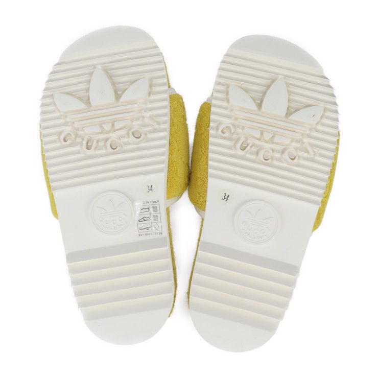 Gucci Platform Sandals 702412 Cotton Leather Rubber Yellow Adidas Collaboration