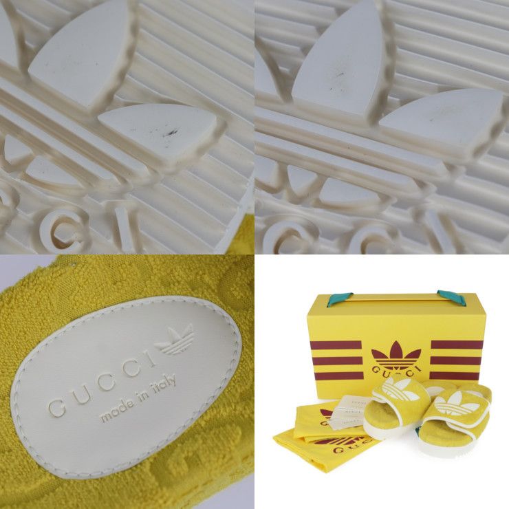 Gucci Platform Sandals 702412 Cotton Leather Rubber Yellow Adidas Collaboration