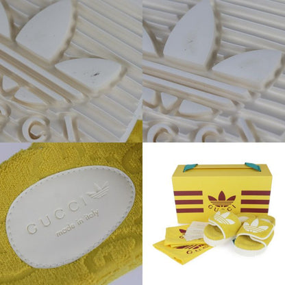 Gucci Platform Sandals 702412 Cotton Leather Rubber Yellow Adidas Collaboration