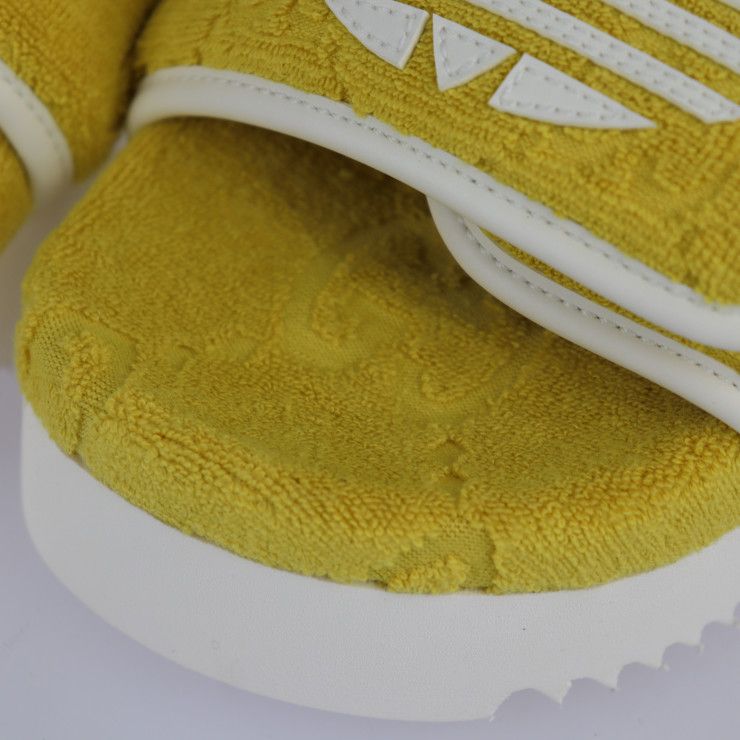 Gucci Platform Sandals 702412 Cotton Leather Rubber Yellow Adidas Collaboration