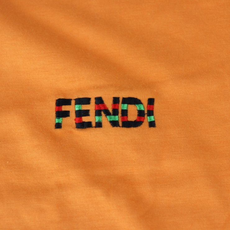 Fendi Short Sleeve T-shirt - 100% Cotton Orange Maglia Cut And Sewn Vintage Logo