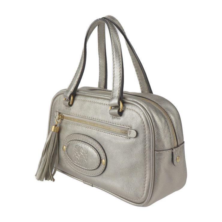 Loewe Mini Boston Bag Handbag - Leather Gold Tone Anagram Tassel Fringe
