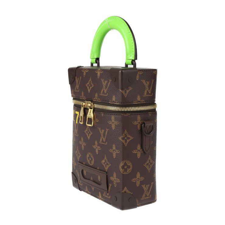 Louis Vuitton Vertical Box Trunk Handbag M59664 PVC Leather Brown Green Gold
