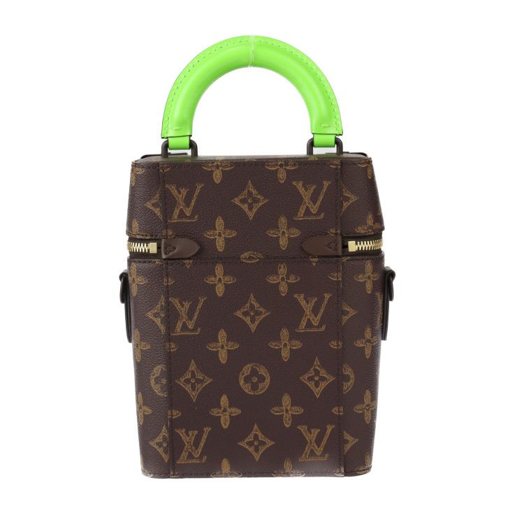 Louis Vuitton Vertical Box Trunk Handbag M59664 PVC Leather Brown Green Gold