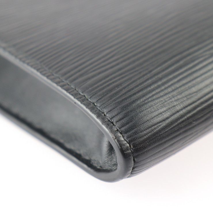 Louis Vuitton Pochette Jules GM Clutch Bag M68198 Leather Black Yellow Silver