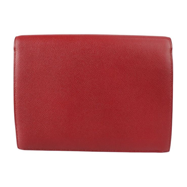 Hermes Clutch Bag Courchevel Red Fako Second Bag Stamped 0T Rare