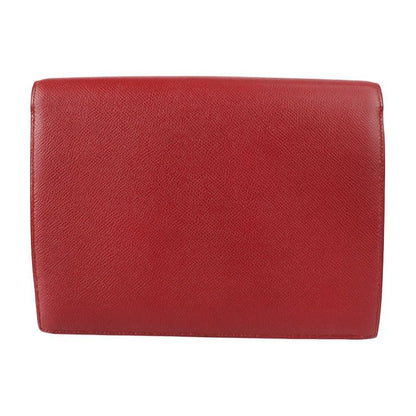 Hermes Clutch Bag Courchevel Red Fako Second Bag Stamped 0T Rare