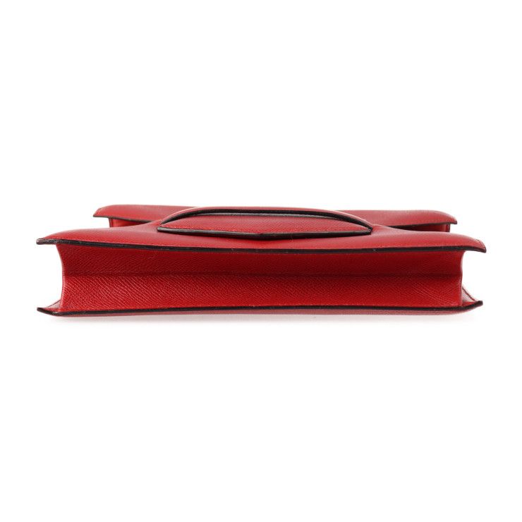 Hermes Clutch Bag Courchevel Red Fako Second Bag Stamped 0T Rare