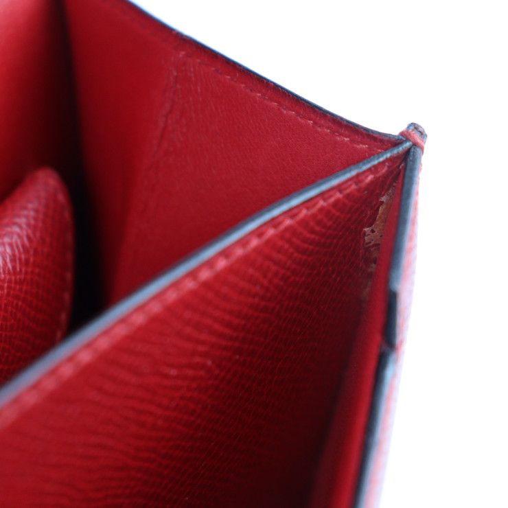 Hermes Clutch Bag Courchevel Red Fako Second Bag Stamped 0T Rare