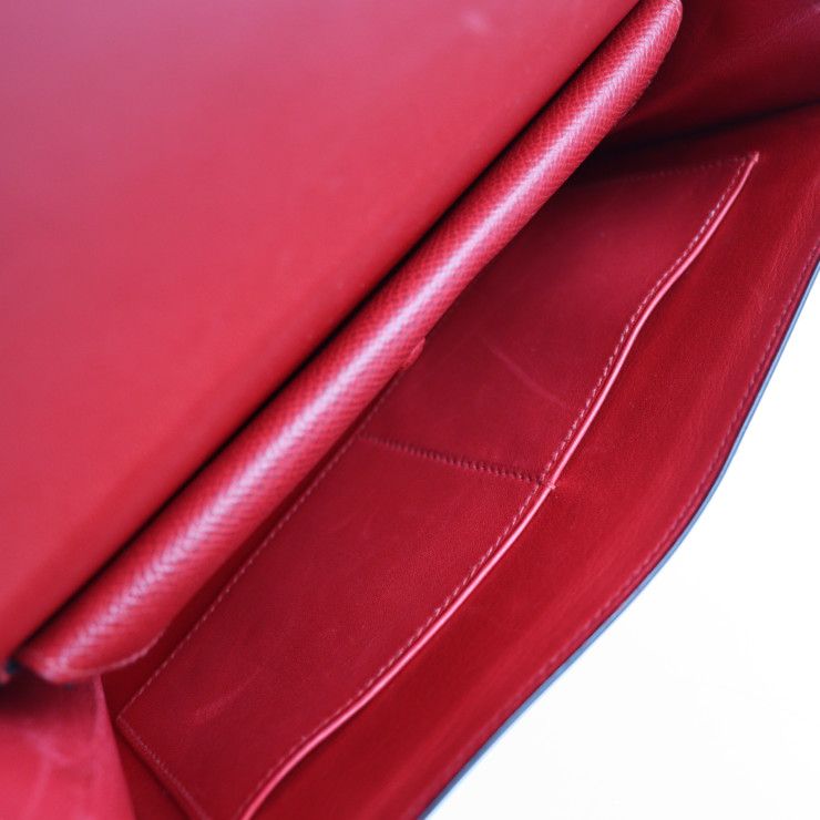 Hermes Clutch Bag Courchevel Red Fako Second Bag Stamped 0T Rare