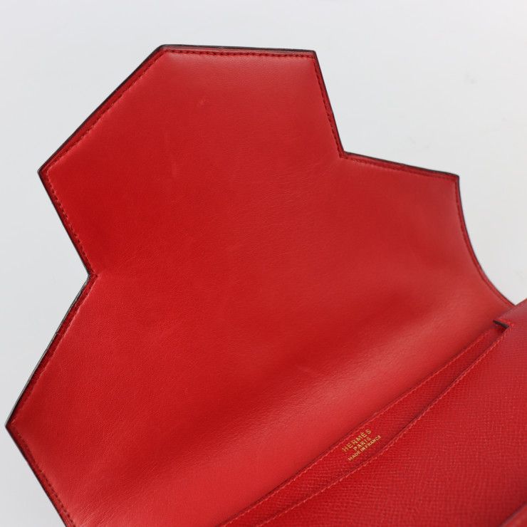 Hermes Clutch Bag Courchevel Red Fako Second Bag Stamped 0T Rare