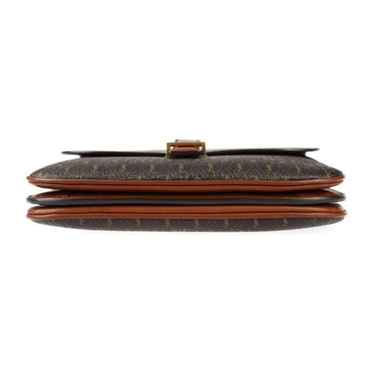 Saint Laurent Satchel Monogram Shoulder Bag 568604 PVC Leather Brownish Gold