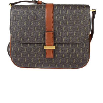 Saint Laurent Satchel Monogram Shoulder Bag 568604 PVC Leather Brownish Gold