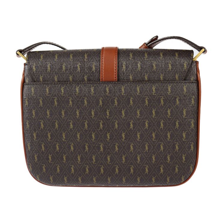 Saint Laurent Satchel Monogram Shoulder Bag 568604 PVC Leather Brownish Gold