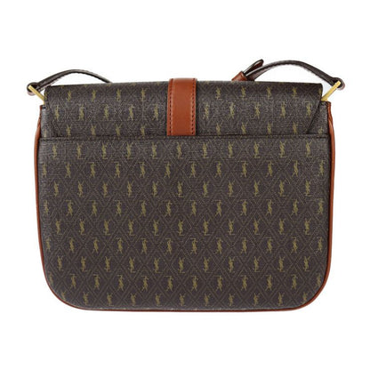Saint Laurent Satchel Monogram Shoulder Bag 568604 PVC Leather Brownish Gold