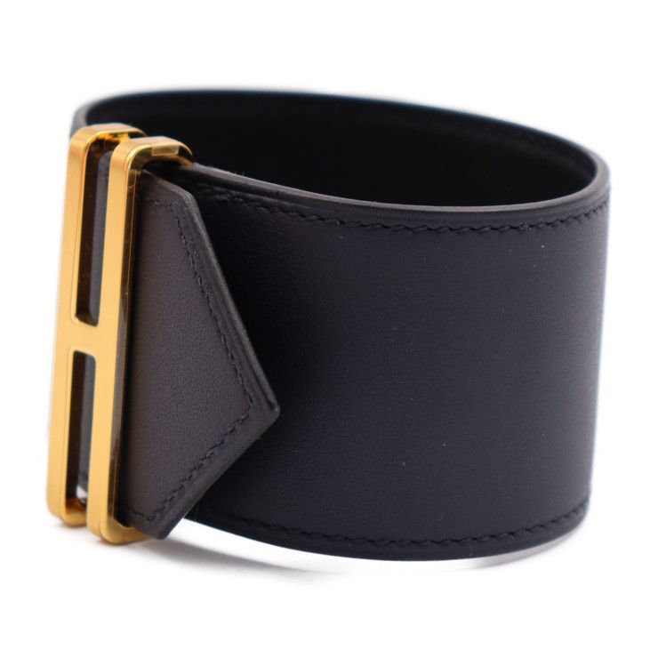 Hermes Elan Bracelet H010694ccaa Vorsift Black U Engraved Gold Hardware