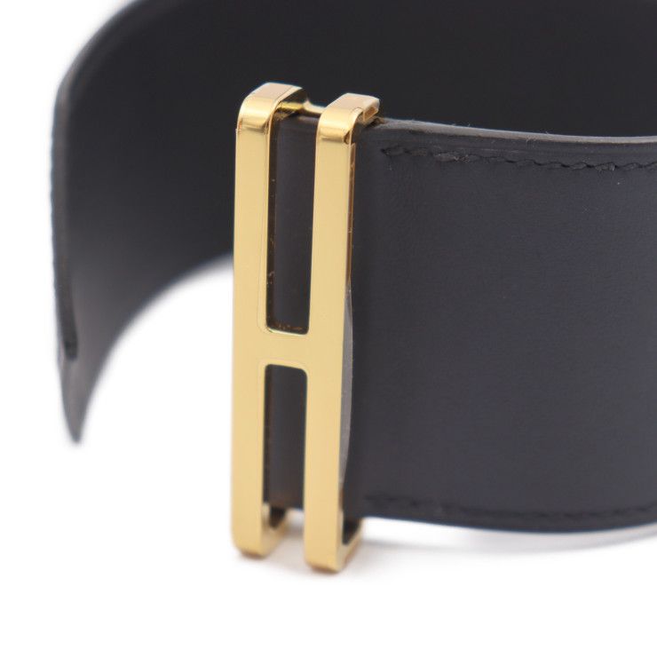 Hermes Elan Bracelet H010694ccaa Vorsift Black U Engraved Gold Hardware
