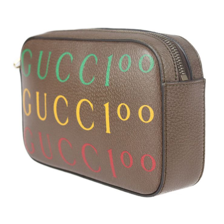 Gucci Belt Bag Waist Bag 602695 Calf Leather Brown Multicolor Gold Hardware