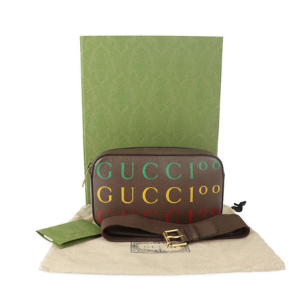 Gucci Belt Bag Waist Bag 602695 Calf Leather Brown Multicolor Gold Hardware