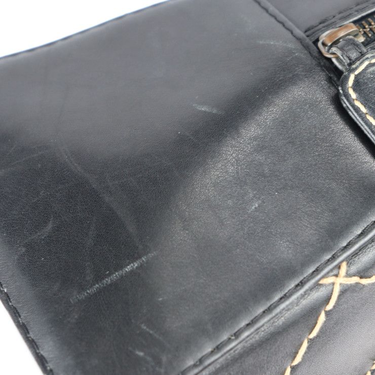 Chanel Handbag A14692 Leather Black Wild Stitch Coco Mark Mini Boston