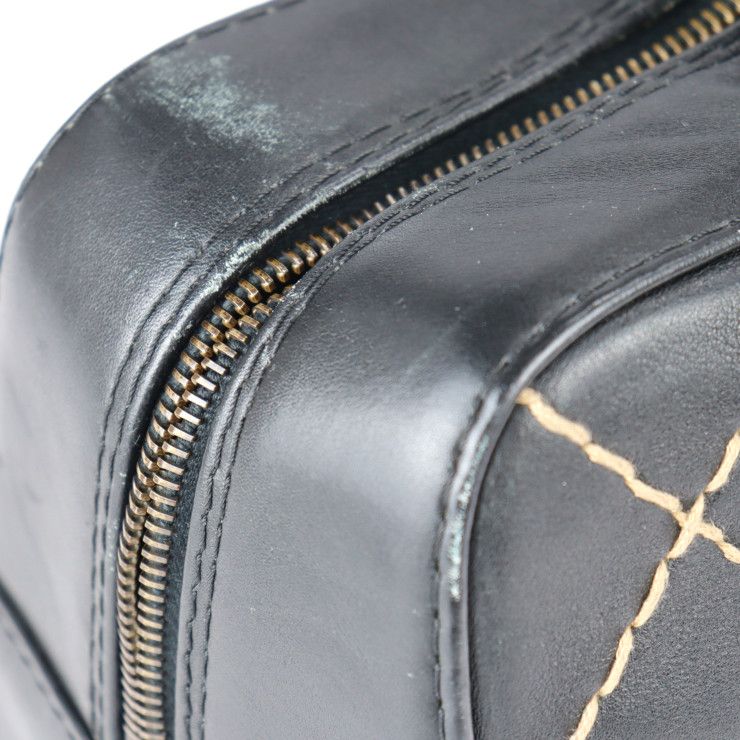 Chanel Handbag A14692 Leather Black Wild Stitch Coco Mark Mini Boston