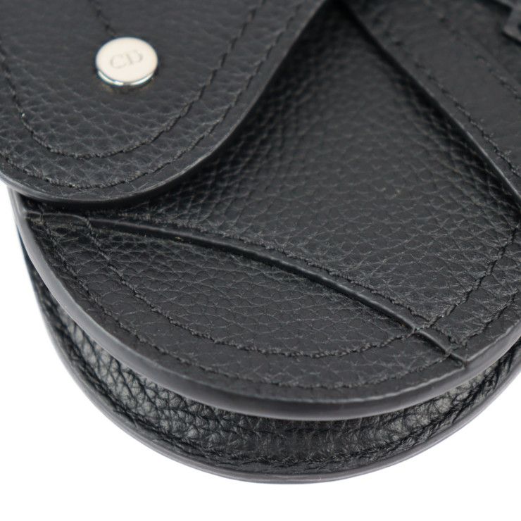 Christian DIOR Saddle Poach Saddle Pouch Coin Case - Leather Black Silver