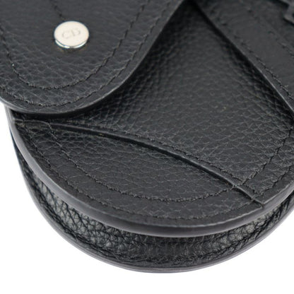 Christian DIOR Saddle Poach Saddle Pouch Coin Case - Leather Black Silver