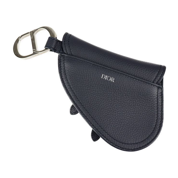 DIOR Saddle Poach Saddle Pouch Coin Case - Leather Dark Navy Silver Hardware