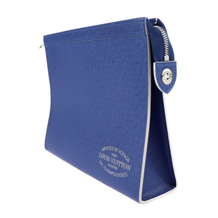 Louis Vuitton Pochette Voyage MM Second Bag M30399 Leather Cobalt Blue Silver