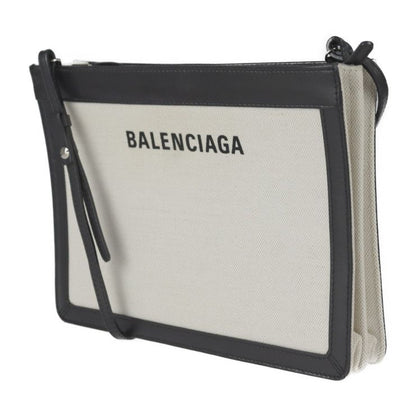 Balenciaga Navy Pochette Shoulder Bag 339937 Canvas Leather Natural Black 2WAY