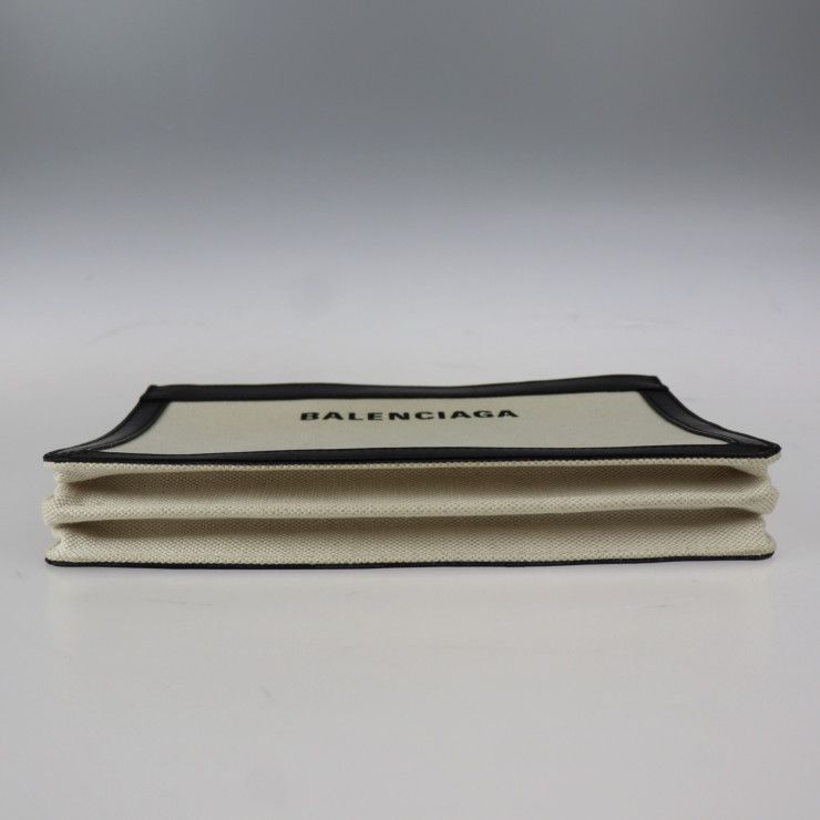 Balenciaga Navy Pochette Shoulder Bag 339937 Canvas Leather Natural Black 2WAY