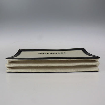 Balenciaga Navy Pochette Shoulder Bag 339937 Canvas Leather Natural Black 2WAY