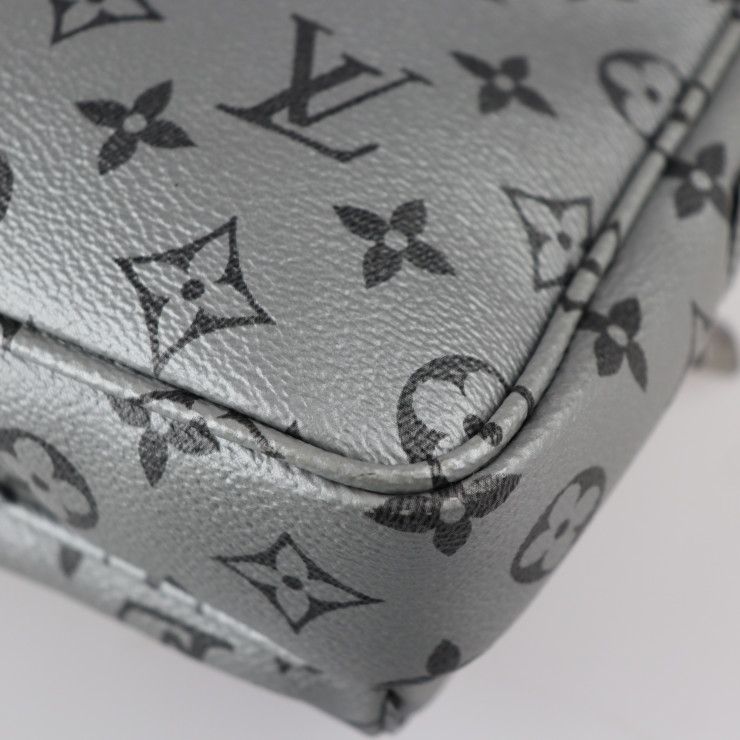 Louis Vuitton Messenger PM Shoulder Bag M43859 PVC Leather Silver Black