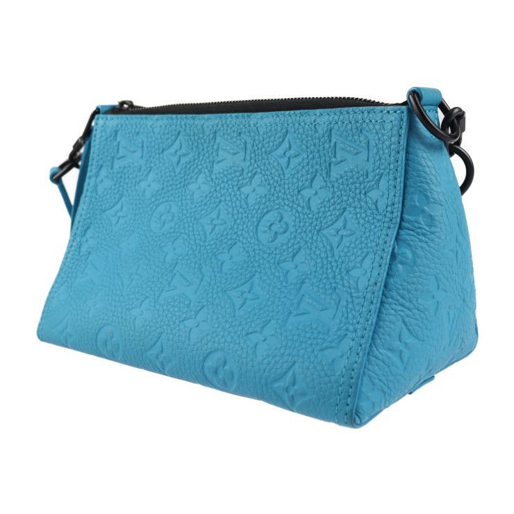 Louis Vuitton Triangle Messenger Shoulder Bag M55925 Leather Turquoise Blue