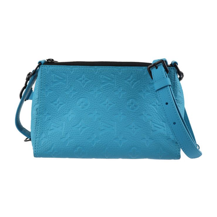 Louis Vuitton Triangle Messenger Shoulder Bag M55925 Leather Turquoise Blue