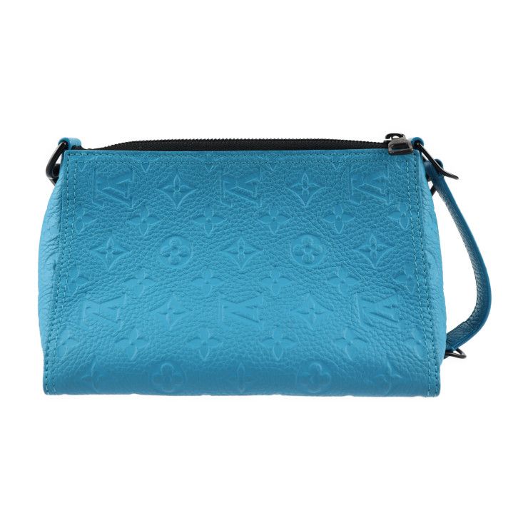 Louis Vuitton Triangle Messenger Shoulder Bag M55925 Leather Turquoise Blue