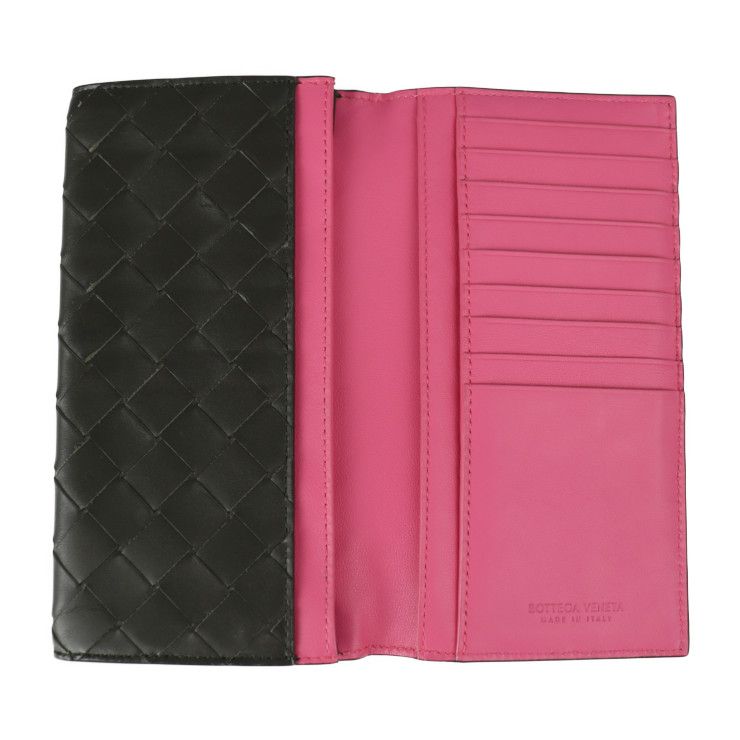 Bottega Veneta Bottega Veneta Bifold Wallet 635567 Leather Black Pink Intrecciat