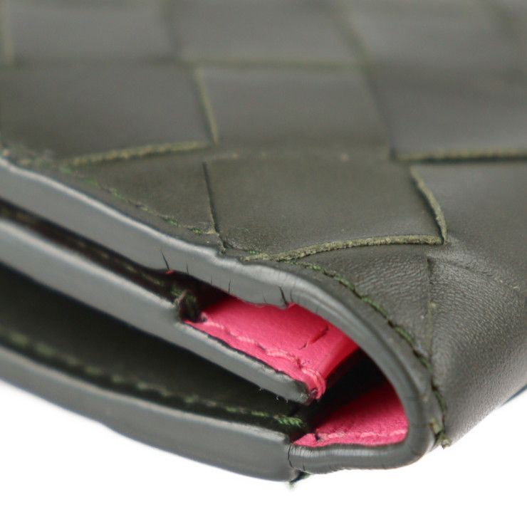 Bottega Veneta Bottega Veneta Bifold Wallet 635567 Leather Black Pink Intrecciat