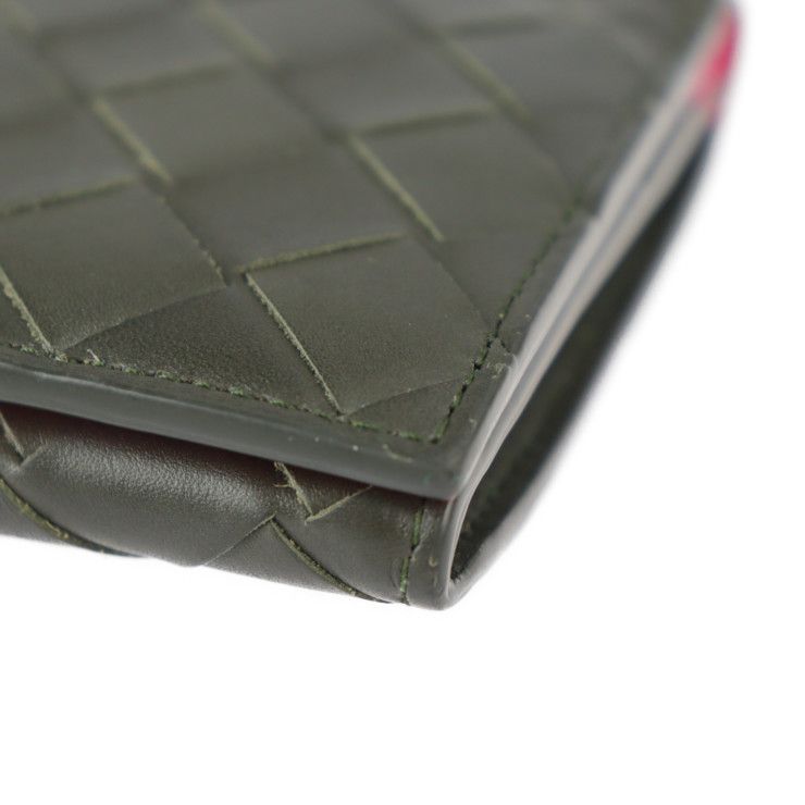 Bottega Veneta Bottega Veneta Bifold Wallet 635567 Leather Black Pink Intrecciat