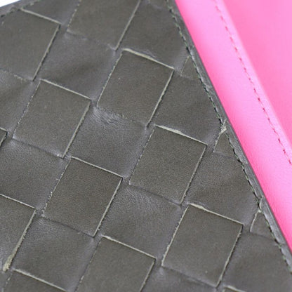 Bottega Veneta Bottega Veneta Bifold Wallet 635567 Leather Black Pink Intrecciat